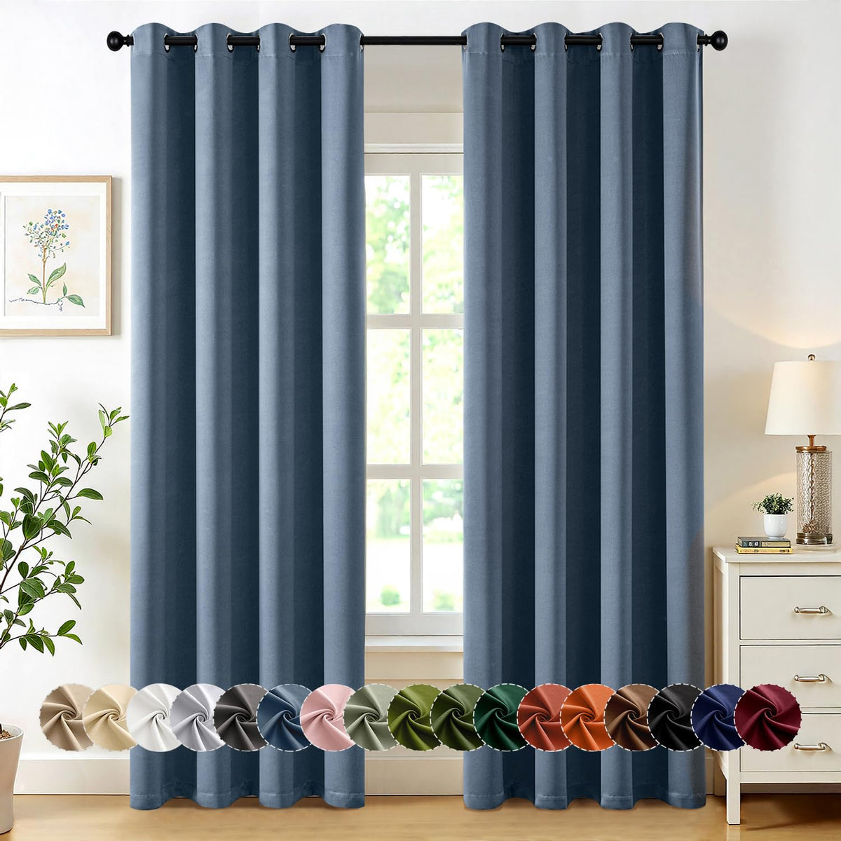 MIULEE Blackout Curtains for Bedroom 2 Panels 40 x 63 Inch Long Dark Grey