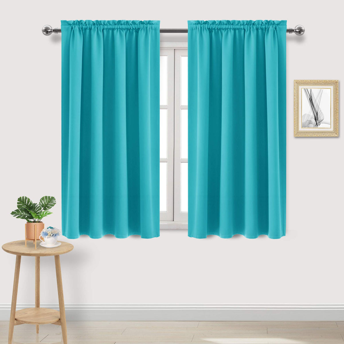 DWCN Blackout Curtains for Bedroom Living Room 42 x 63 Inch Long Black
