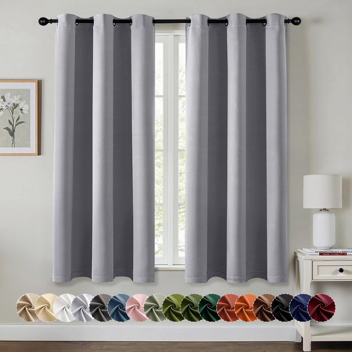MIULEE Blackout Curtains for Bedroom 2 Panels 40 x 63 Inch Long Black