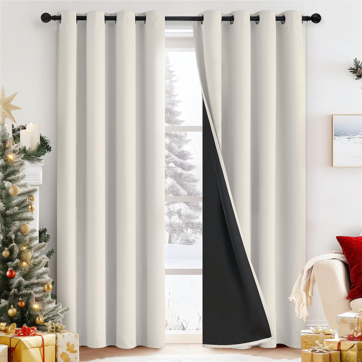 Yakamok Burgundy Red Blackout Curtains 84 inches Long for Bedroom 38" Wide