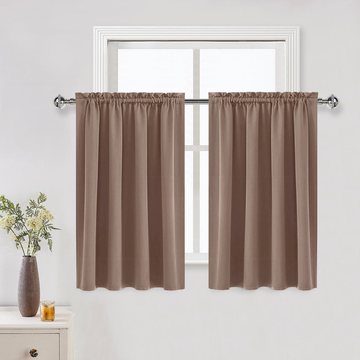 DWCN Blackout Curtains for Bedroom Living Room 42 x 63 Inch Long Black