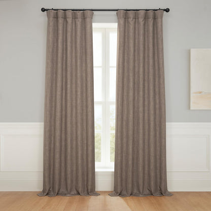 Faux Linen Curtains for Living Room (1 Panel) - 50W X 108L, Birch Taupe