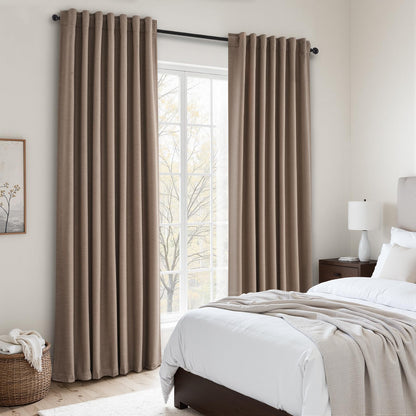 Topfinel Cream Ivory Blackout Curtains & Drapes 84 Inch Length, Beige Pinch Pleat Full Blackout Flax Linen Tab Top Soundproof Curtains with Hooks Rings for Bedroom Living Room Track 2 Panels Set