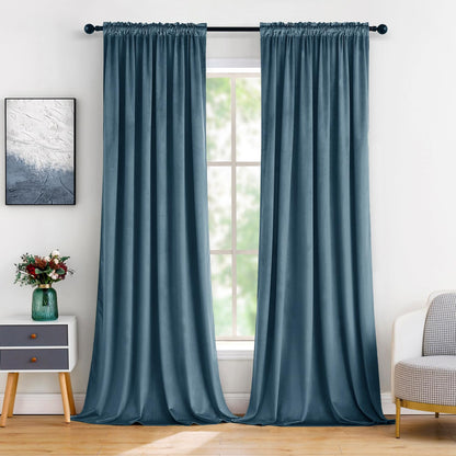 MIULEE Dusty Rose Pink Velvet Room Darkening Curtains for Bedroom W52 x L84