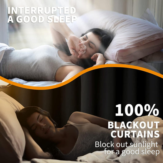 YoungsTex Black Blackout Curtains for Bedroom, Thermal Drapes Heat Blocking