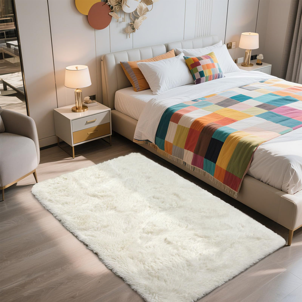 8x10 Fluffy Area Rugs for Living Room,Black Large Shag Area Rug for Bedroom