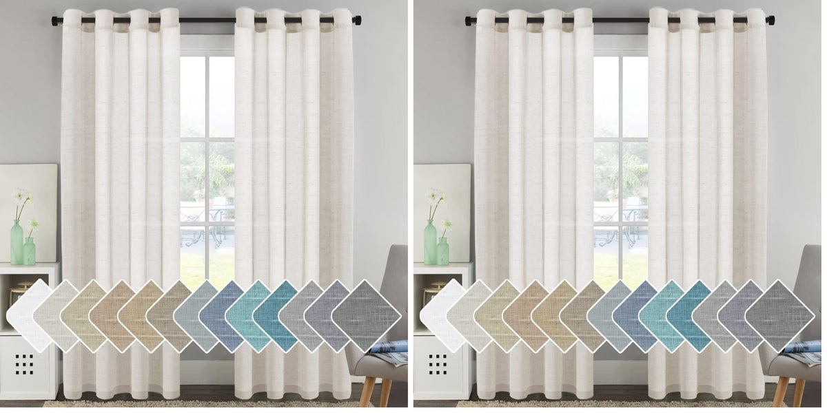 H.VERSAILTEX Natural Linen Sheer Curtains 84" 2 Panels Grommet