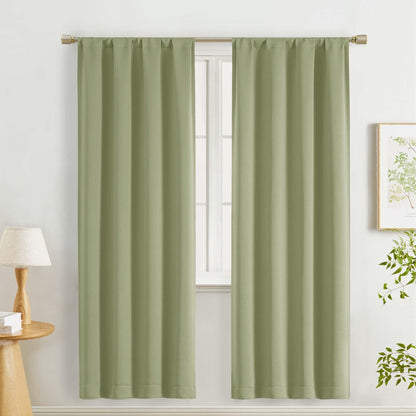 Lecloud Sage Green Room Darkening Curtains 54 Inch Length 2 Panels, Window Curtains for Bedroom, Energy Thermal Insulating Rod Pocket Curtain Drapes for Small Window, 40" W x 54" L