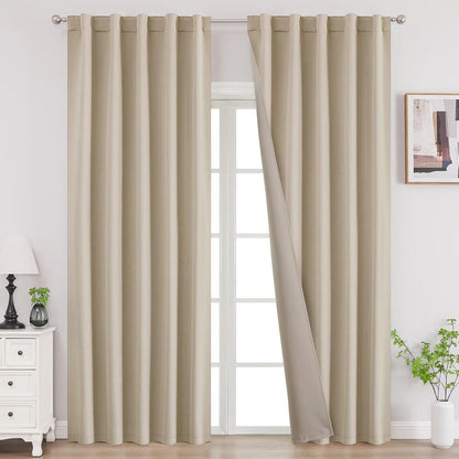 Joydeco Blackout Curtains for Bedroom, Black out curtains 96 inch long 2 Panels, Long Black Drapes with Rod Pocket Back Tab, Room Darkening Noise Reducing & Wrinkle-Free Drapes for Living Room Windows