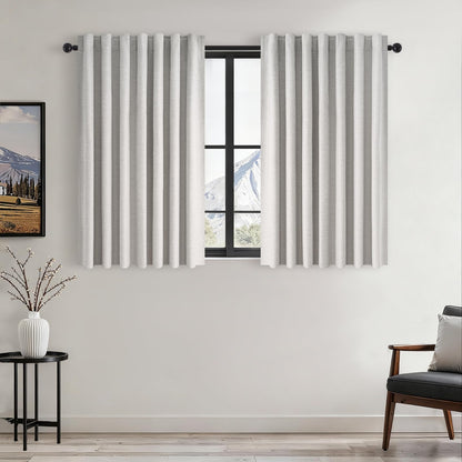 Topfinel Cream Ivory Blackout Curtains & Drapes 84 Inch Length, Beige Pinch Pleat Full Blackout Flax Linen Tab Top Soundproof Curtains with Hooks Rings for Bedroom Living Room Track 2 Panels Set