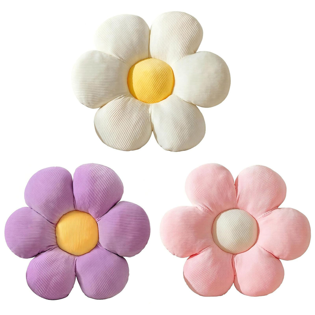 Flower Pillow,15.75" Daisy Pillow White Decorative Pillows