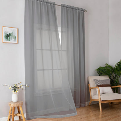 Simplebrand Black Sheer Curtains 84 Inches Long 2 Panels for Living Room