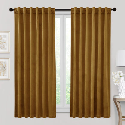 RYB HOME Blue Velvet Blackout Curtains for 84 inches Bedroom Living Room
