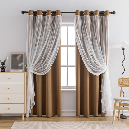 Anytime Double Layer Blackout Curtains 2 Panels，52Wx84L，Greyish White