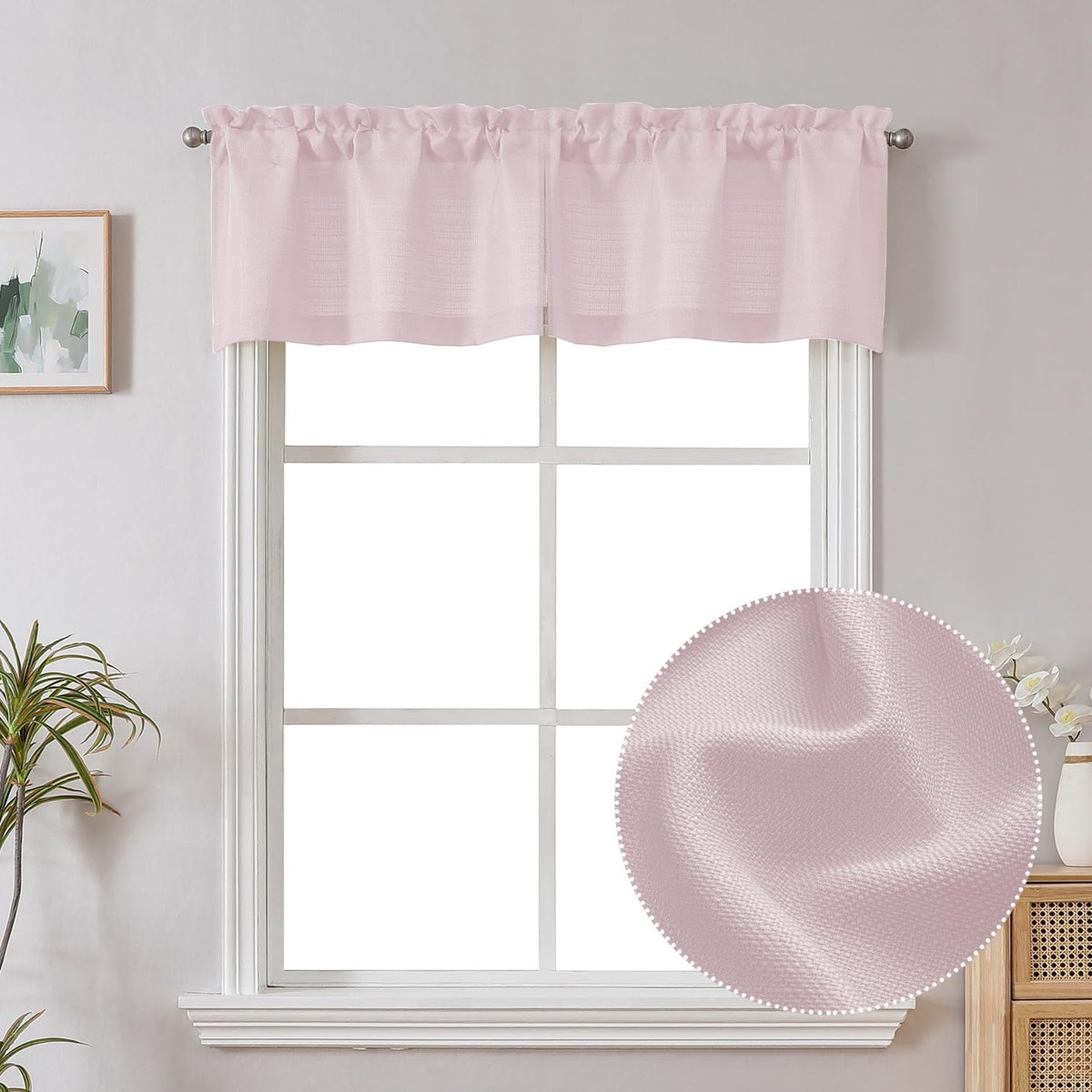 Chyhomenyc White Curtains 45 Inch Length 2 Panels, Faux Linen Textured