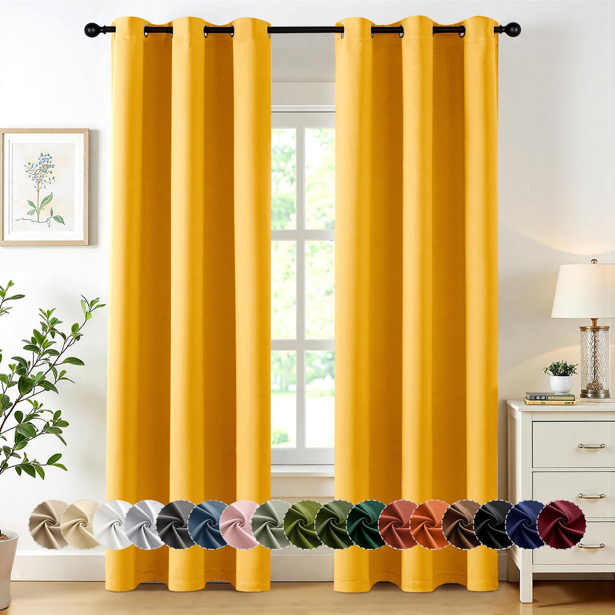 MIULEE Blackout Curtains for Bedroom 2 Panels 40 x 63 Inch Long Navy Blue