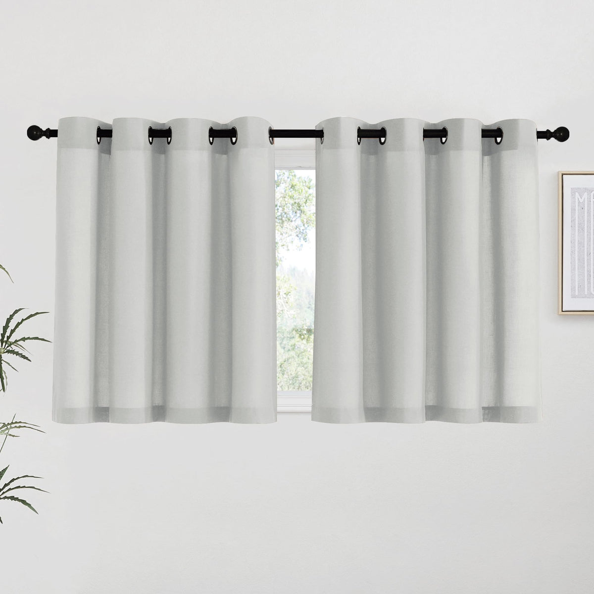 NICETOWN Natural Linen Curtains 84 inch Long 2 Panels Set, Grommet Top Thick Linen Burlap Semi Sheer Vertical Drapes Privacy Assured with Light Filtering for Bedroom/Living Room, W55 x L84