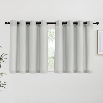 NICETOWN Natural Linen Curtains 84 inch Long 2 Panels Set, Grommet Top Thick Linen Burlap Semi Sheer Vertical Drapes Privacy Assured with Light Filtering for Bedroom/Living Room, W55 x L84