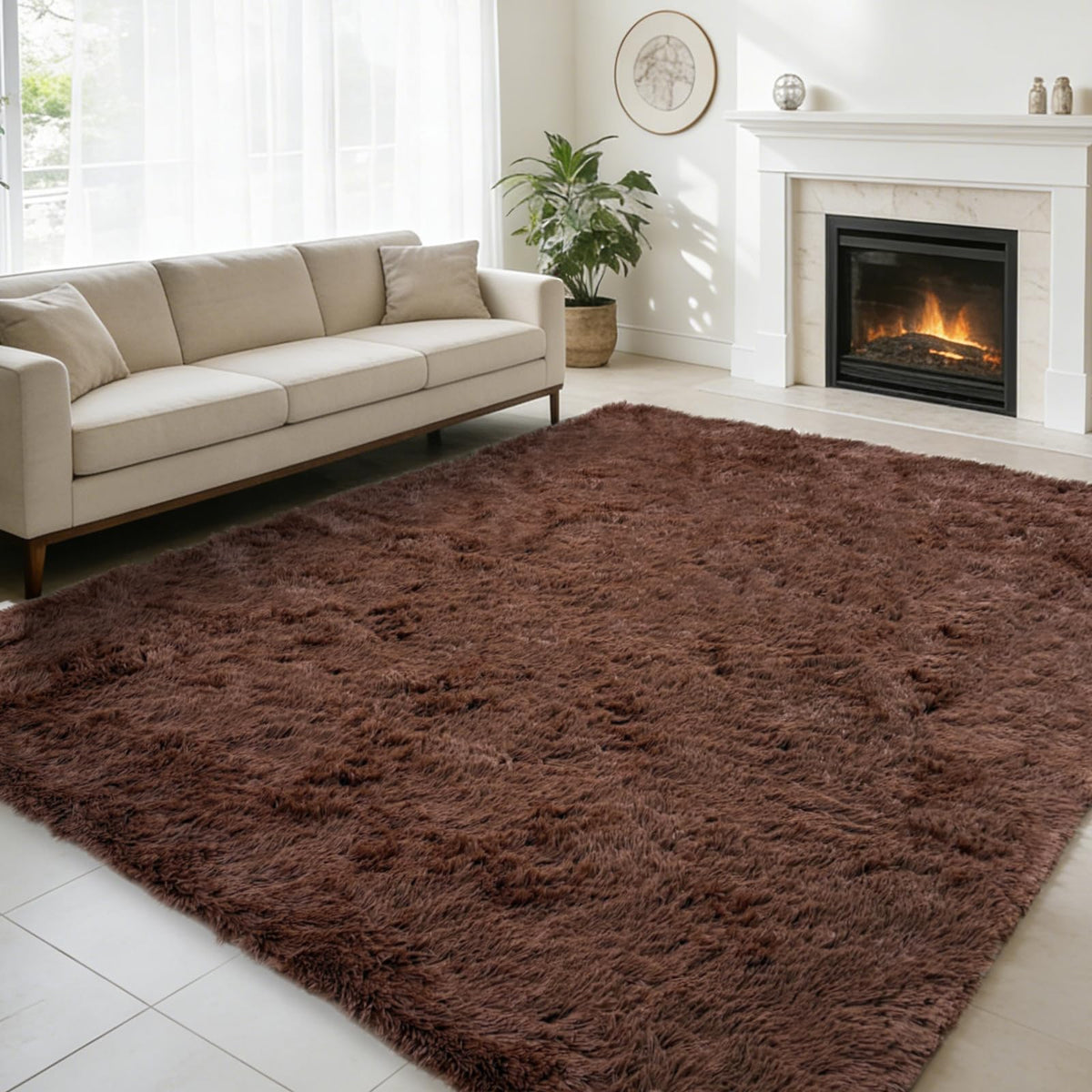 8x10 Fluffy Area Rugs for Living Room,Black Large Shag Area Rug for Bedroom