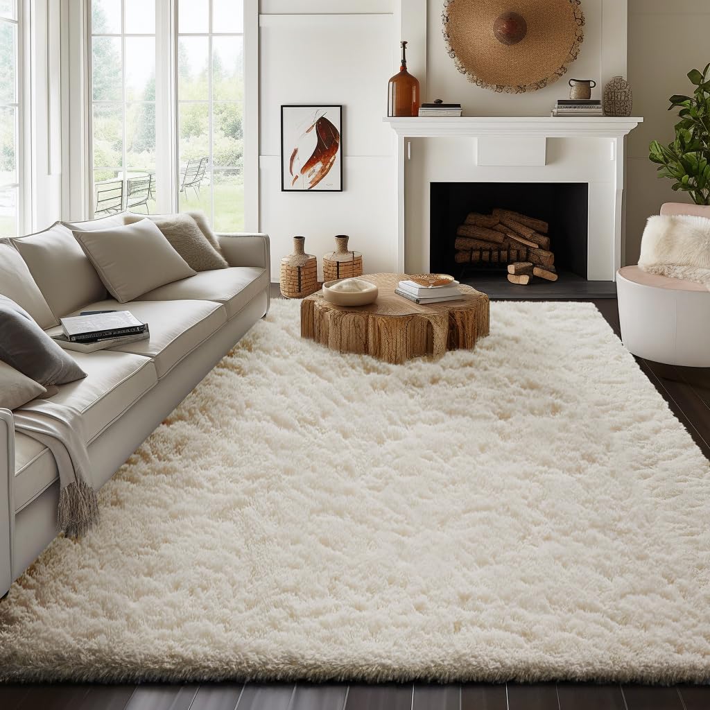 Ophanie Area Rugs for Living Room Bedroom, Washable Non-Slip Fluffy Soft Grey Shag Carpet, Indoor Floor Gray 4x6 Fuzzy Shaggy Living Room Plush Rug for Kids Home Dorm Decor Aesthetic