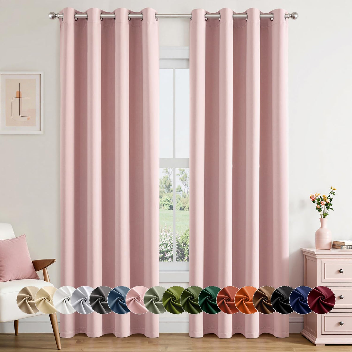 MIULEE Blackout Curtains for Bedroom 2 Panels 40 x 63 Inch Long Black