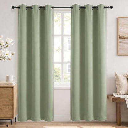 Simplebrand Sage Green Blackout Curtains 84 Inch Length 2 Panels Set for Bedroom/Living Room, Solid Room Darkening Thermal Insulated Grommet Energy Saving Window Treatment Drapes, Each 52" Wide
