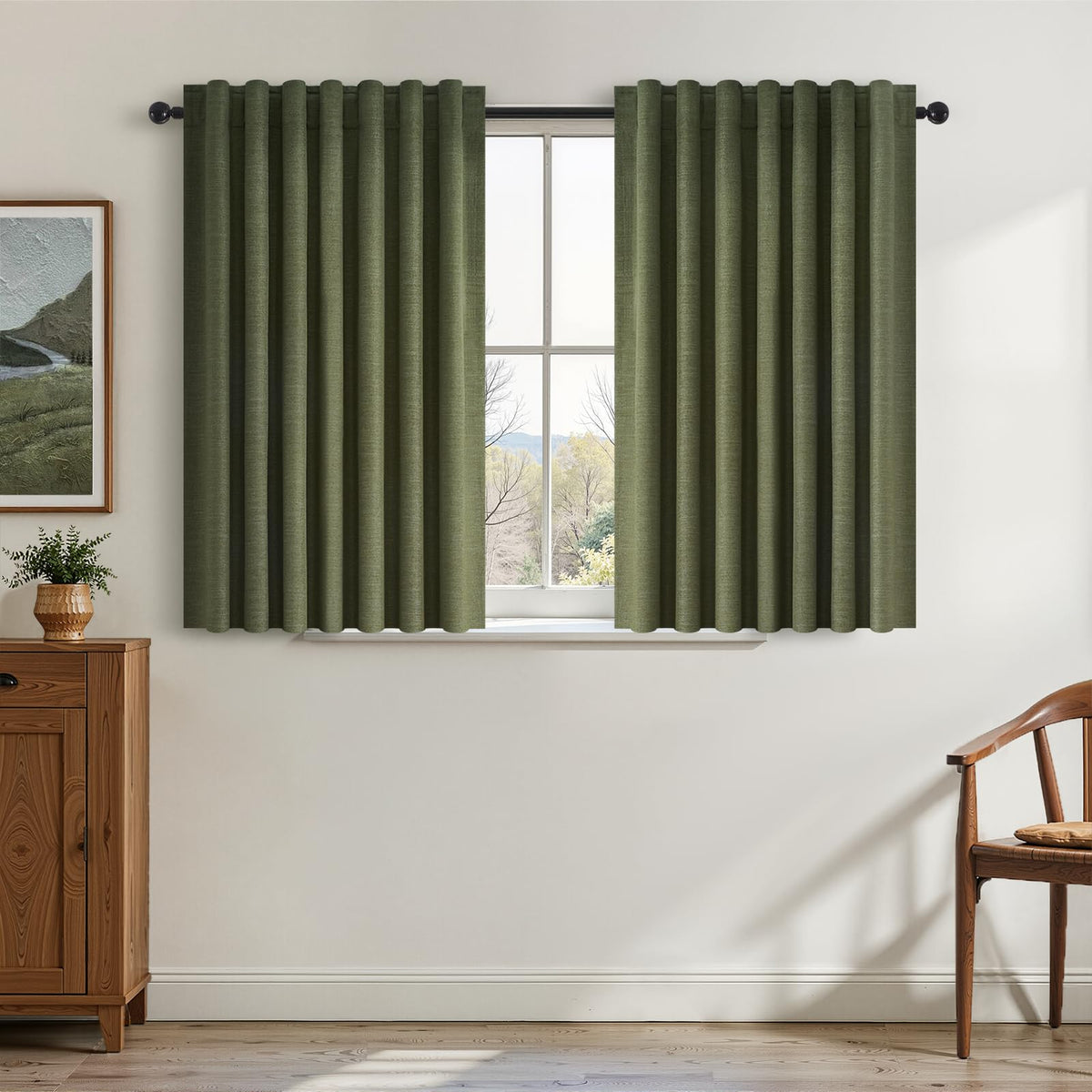 Topfinel Cream Ivory Blackout Curtains & Drapes 84 Inch Length, Beige Pinch Pleat Full Blackout Flax Linen Tab Top Soundproof Curtains with Hooks Rings for Bedroom Living Room Track 2 Panels Set