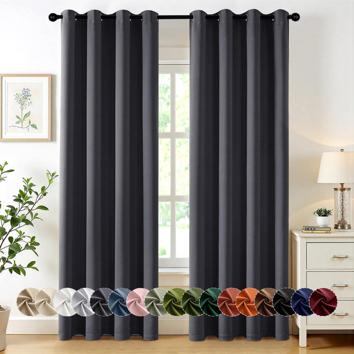 MIULEE Blackout Curtains for Bedroom 2 Panels 40 x 63 Inch Long Pink