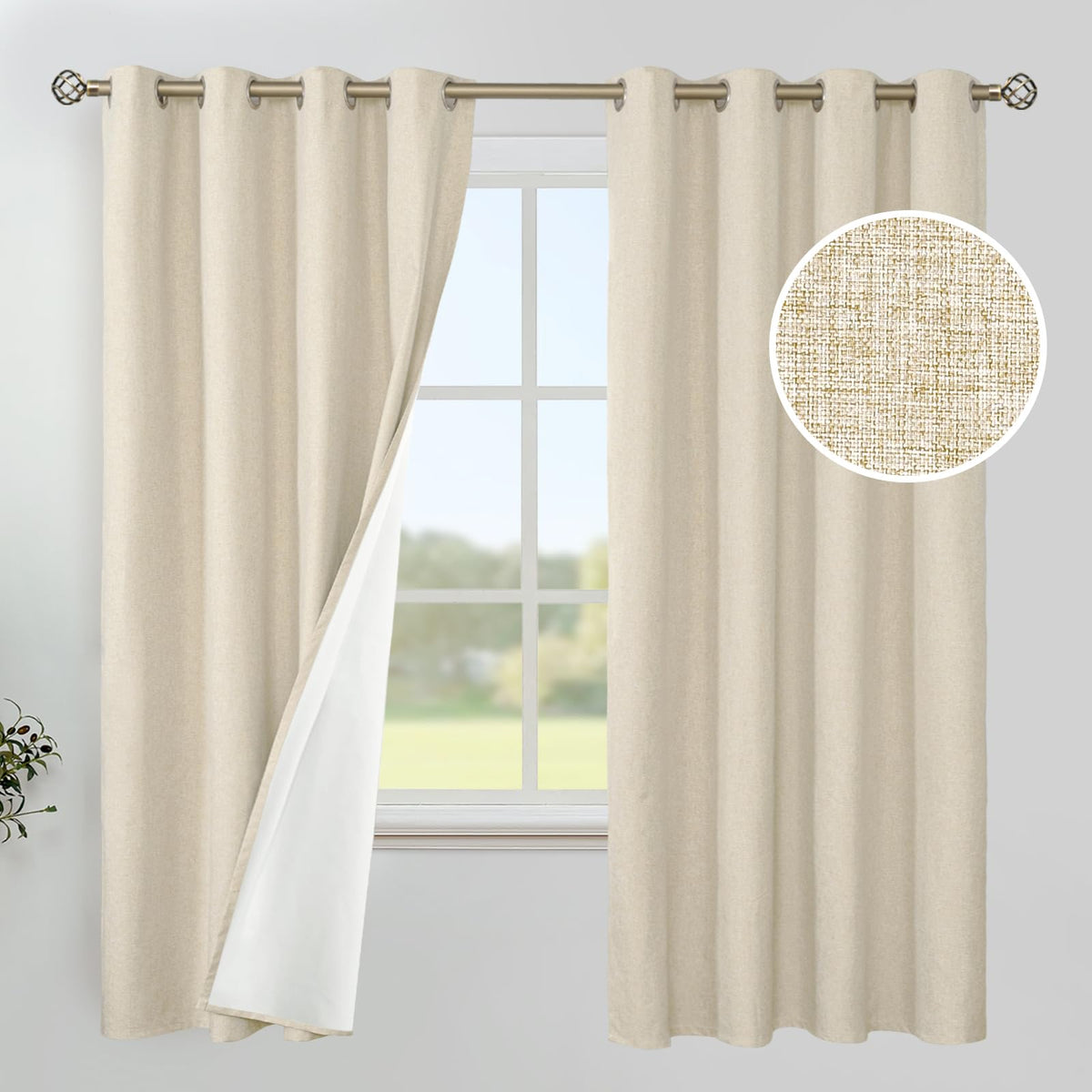 YoungsTex Black Blackout Curtains for Bedroom, Thermal Drapes Heat Blocking