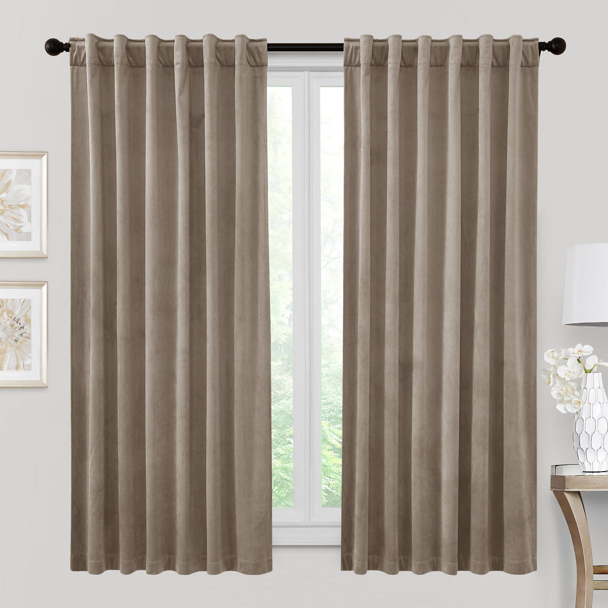 RYB HOME Blue Velvet Blackout Curtains for 84 inches Bedroom Living Room