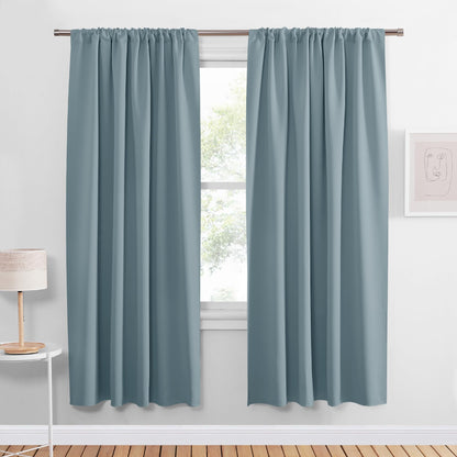 PONY DANCE Black Out Curtains 72 inch Long, Black, 2 Panels