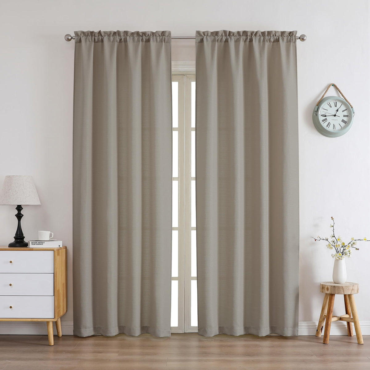 Chyhomenyc White Curtains 84 Inch Length 2 Panels 40Wx84L inches