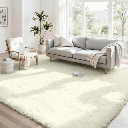 8x10 Fluffy Shag Area Rugs for Living Room Bedroom: Soft Plush Carpet Grey