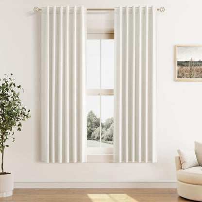 Guken Cream Linen Blackout Curtains 84 Inch Length 2 Panels Set for Living Room Bedroom Back Tab Thermal Insulated 100% Black Out Drapes Room Darkening Window Curtain Ivory Natural Beige