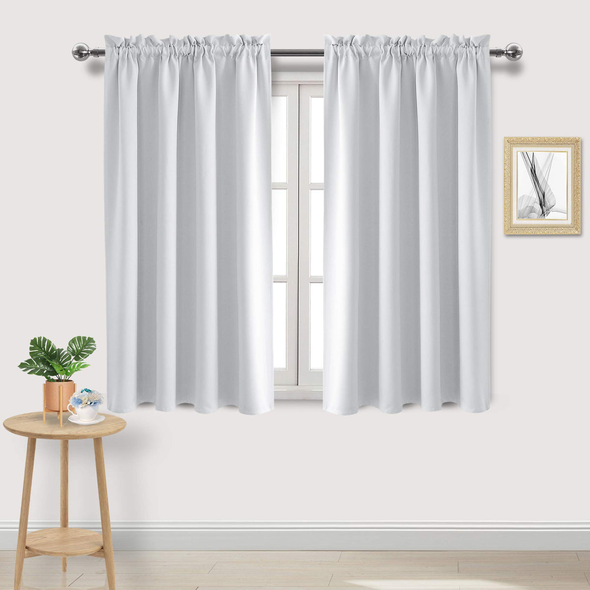 DWCN Blackout Curtains for Bedroom Living Room 42 x 63 Inch Long Black