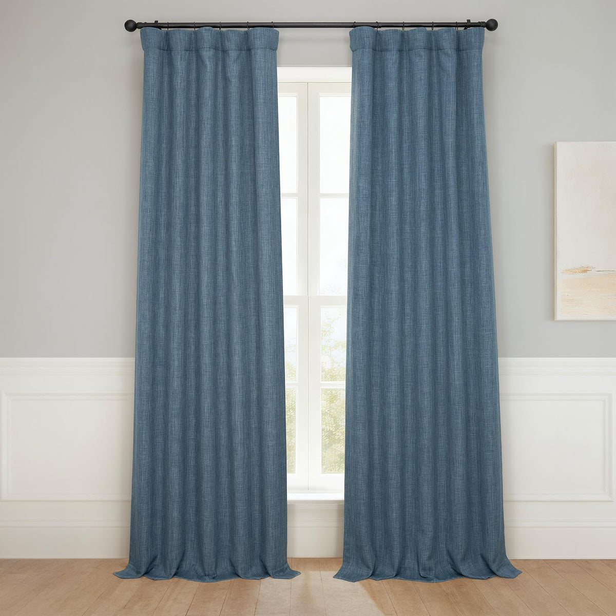 Faux Linen Curtains for Living Room (1 Panel) - 50W X 108L, Birch Taupe