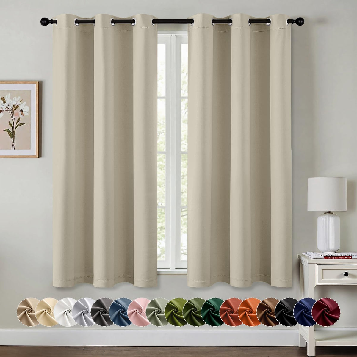 MIULEE Blackout Curtains for Bedroom 2 Panels 40 x 63 Inch Long Dark Grey