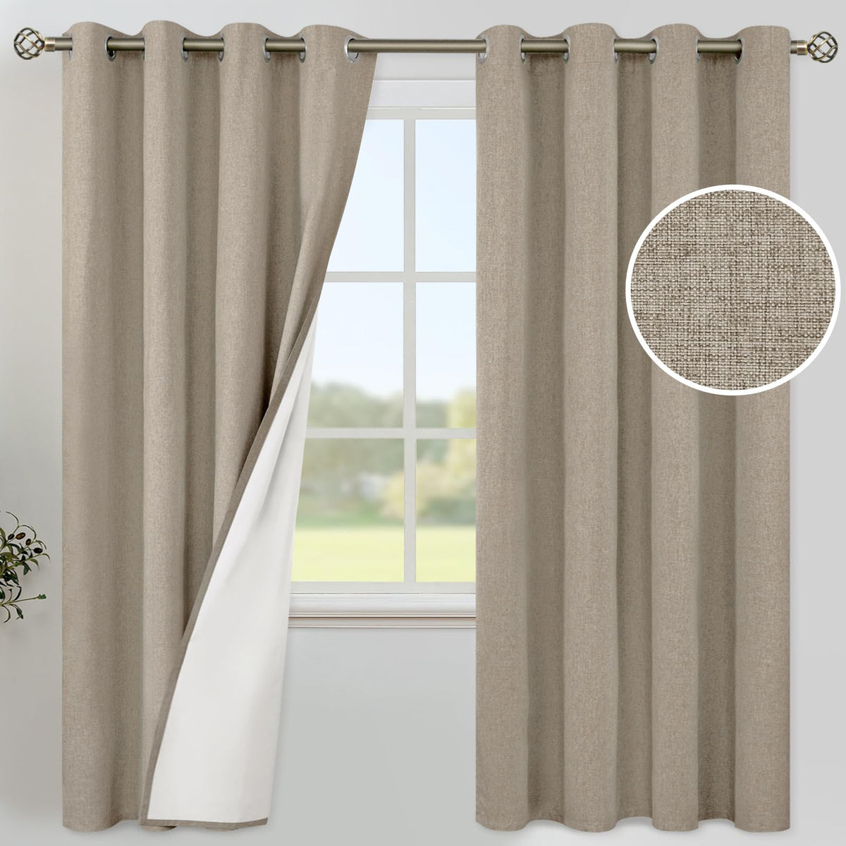 YoungsTex Black Blackout Curtains for Bedroom, Thermal Drapes Heat Blocking
