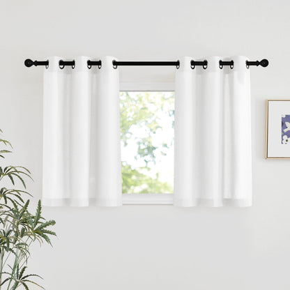 NICETOWN Natural Linen Curtains 84 inch Long 2 Panels Set, Grommet Top Thick Linen Burlap Semi Sheer Vertical Drapes Privacy Assured with Light Filtering for Bedroom/Living Room, W55 x L84