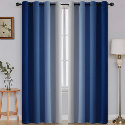 SimpleHome Ombre Black to Grey White Curtains for Living Room 52Wx84L
