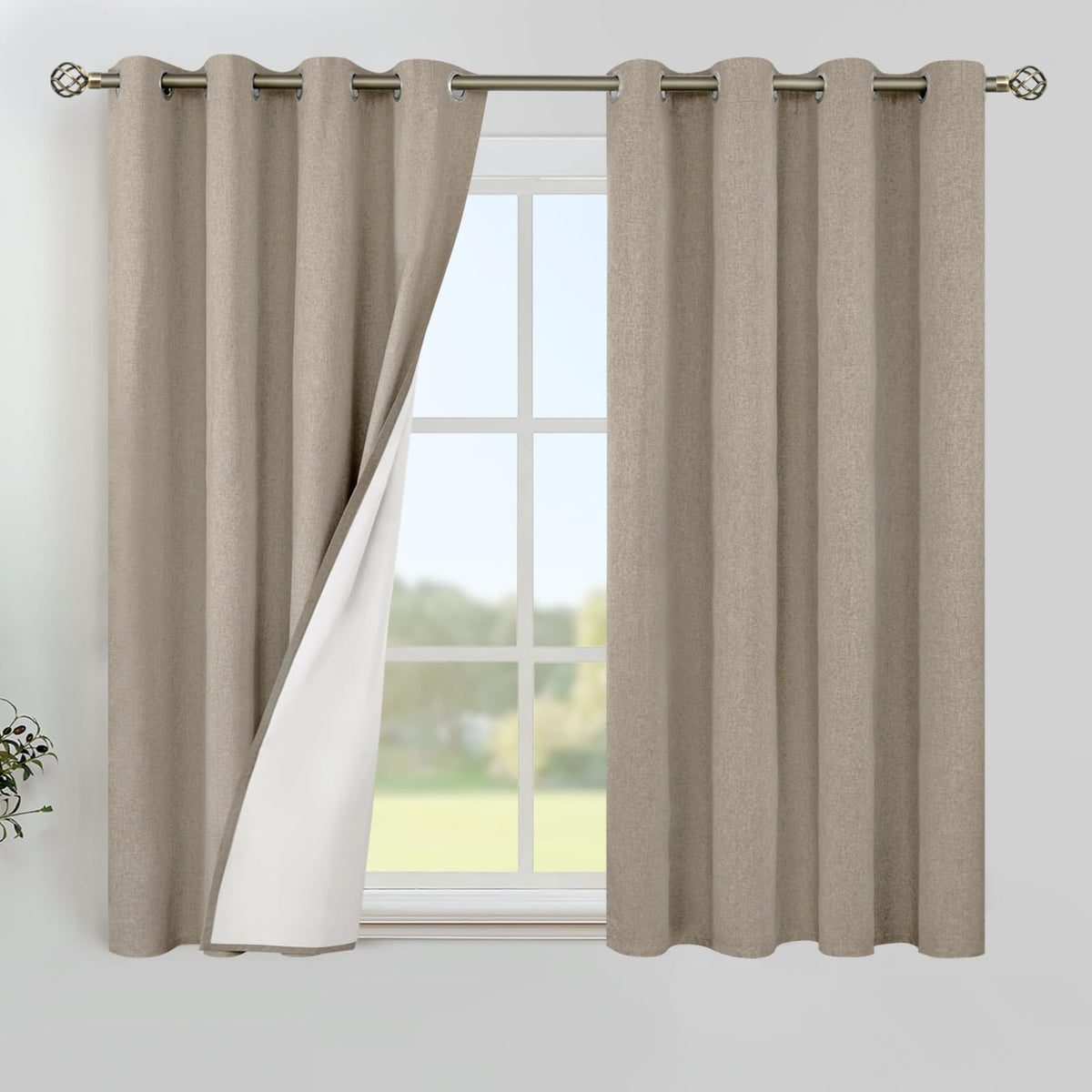 YoungsTex Black Blackout Curtains for Bedroom, Thermal Drapes Heat Blocking
