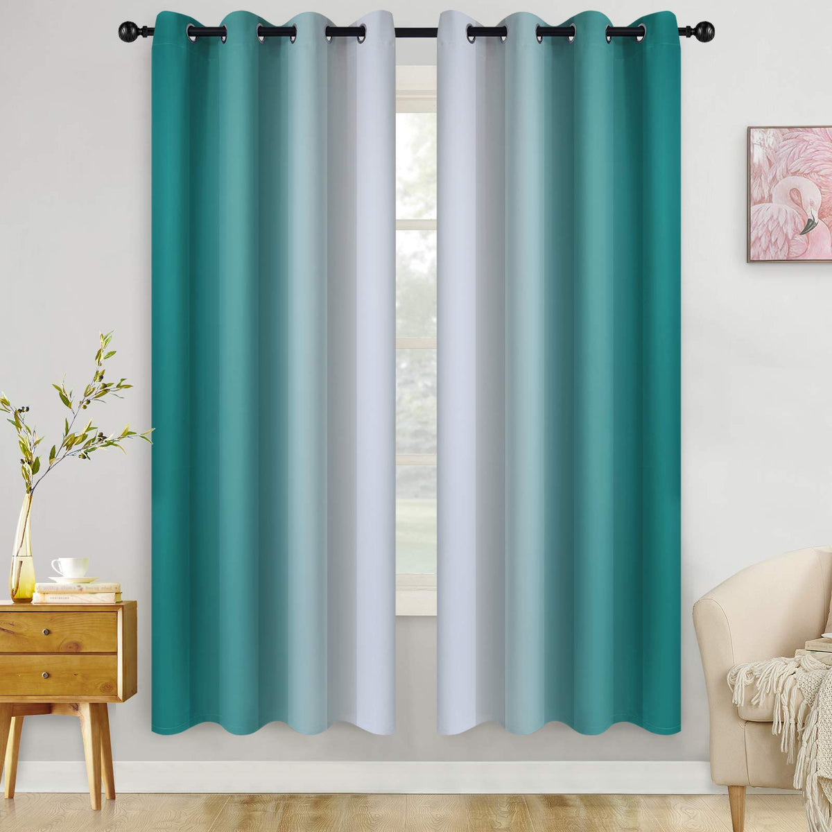 COSVIYA Grommet Room Darkening Ombre Purple Curtains W52xL63 inch