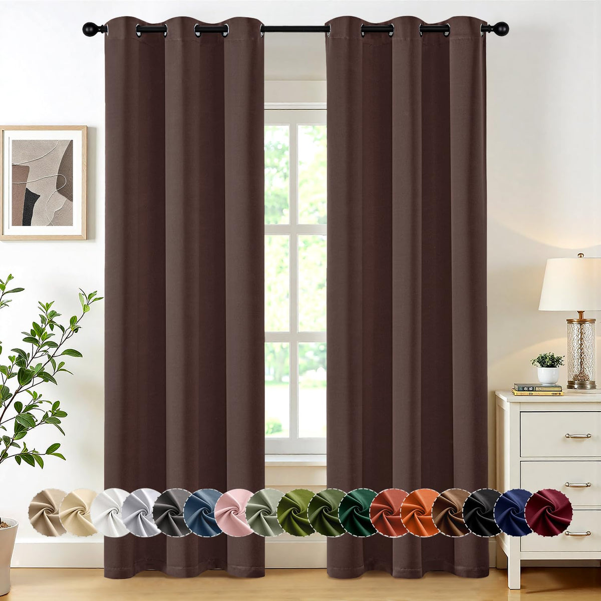 MIULEE Blackout Curtains for Bedroom 2 Panels 40 x 63 Inch Long Dark Grey