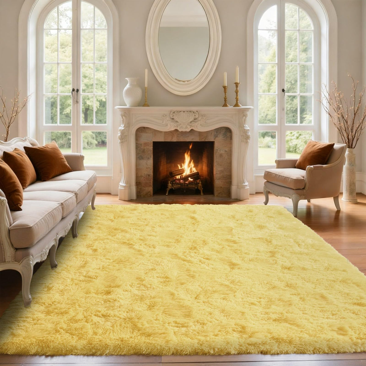 5x7 Black Area Rugs for Living Room, Large Fluffy Shag Bedroom Rugs Non-Slip, Ultra Soft Plush Carpet for Nursery Kids PlayRoom Dorm Office Indoor Modern Carpets