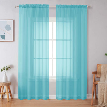 Simplebrand Black Sheer Curtains 84 Inches Long 2 Panels for Living Room