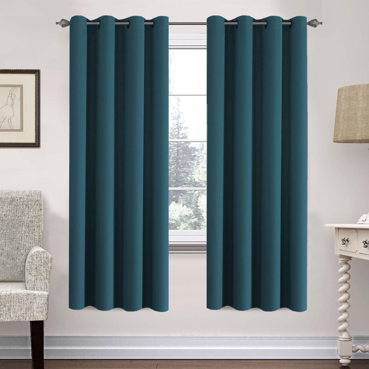 H.VERSAILTEX Blackout Curtains for Bedroom Thermal Insulated Room Darkening Living Room Curtains 63 Inch Long Grommet Privacy Protection Window Curtain Panels/Drapes for Nursery,2 Panels,Ivory/Cream