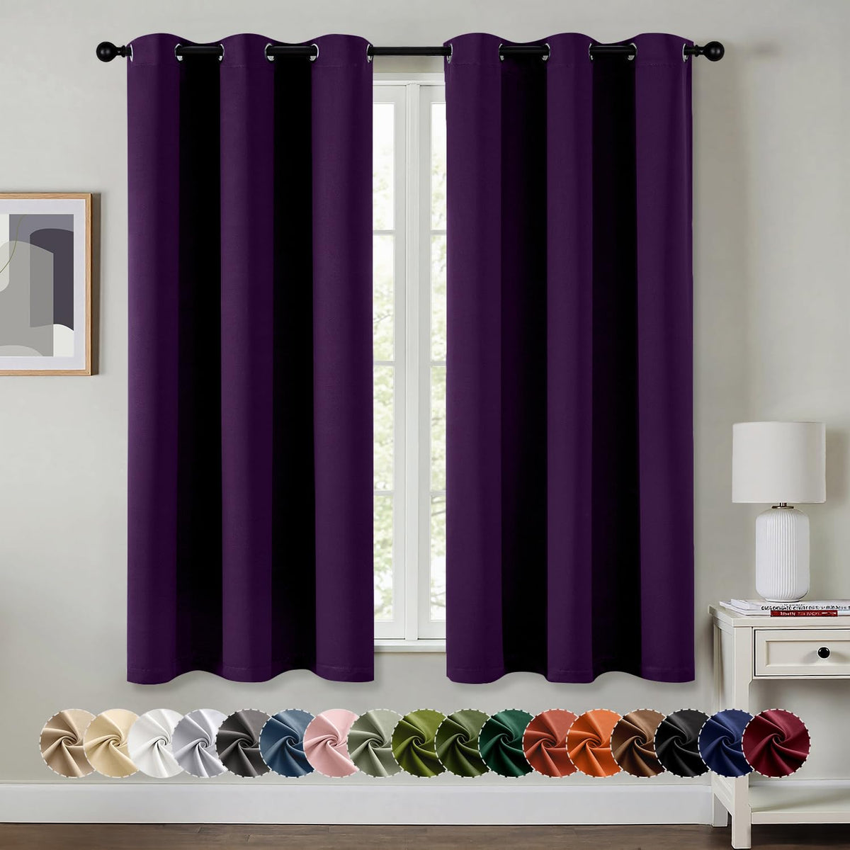 MIULEE Blackout Curtains for Bedroom 2 Panels 40 x 63 Inch Long Black