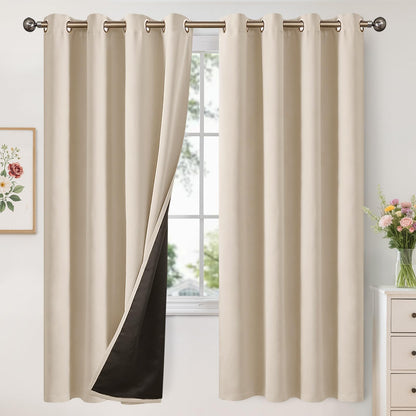 YoungsTex Black Blackout Curtains for Bedroom, Thermal Drapes Heat Blocking