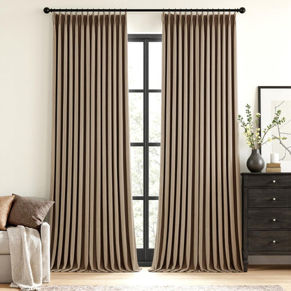 MIULEE Natural Pinch Pleated 100% Blackout Linen Curtains 40x84 Inches