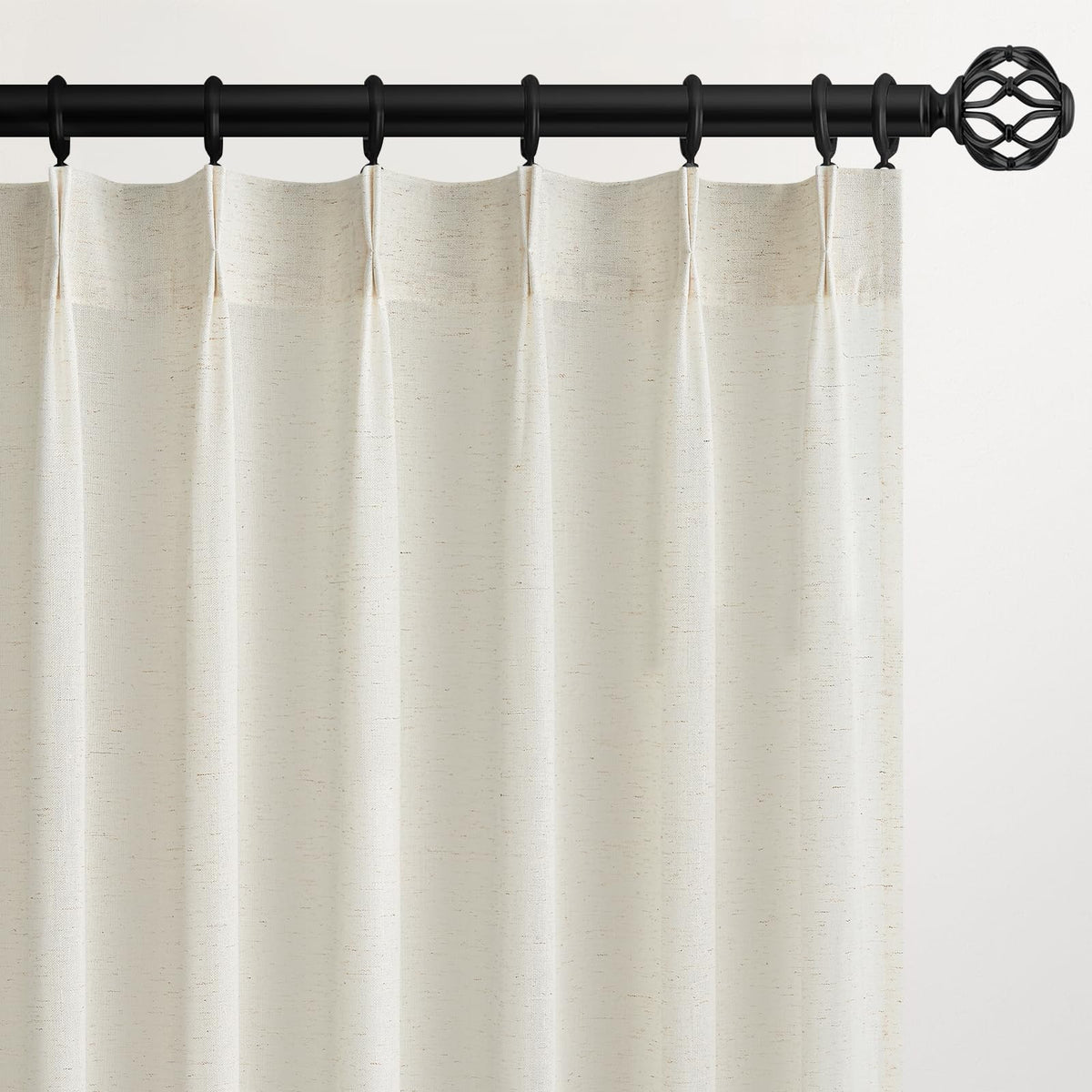 Topfinel Oatmeal Beige Pinch Pleated Curtains 84 Inches Long for Living Room 2 Panels Sets,Stone Washed Linen Earth Tone Decor Back Tab Boho Neutral Greige Earthy Sheer Curtain for Bedroom
